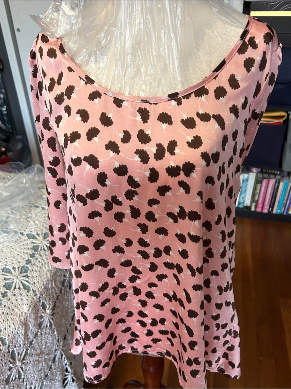 Ark & Co Pink Scoop-Neck Animal Print Tunic size large